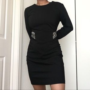 black embellished long sleeve zara dress